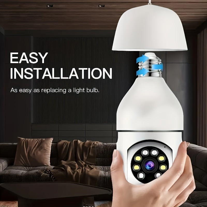 New HD 1080P 2.4Ghz Wifi E27 Light Bulb IP Camera Smart Home Security Video Surveillance Network PTZ Camera System Supprt Two Way Audio Mobile Motion Detection Audible And Visual Active Defense Alarm Notification Push Baby Mo