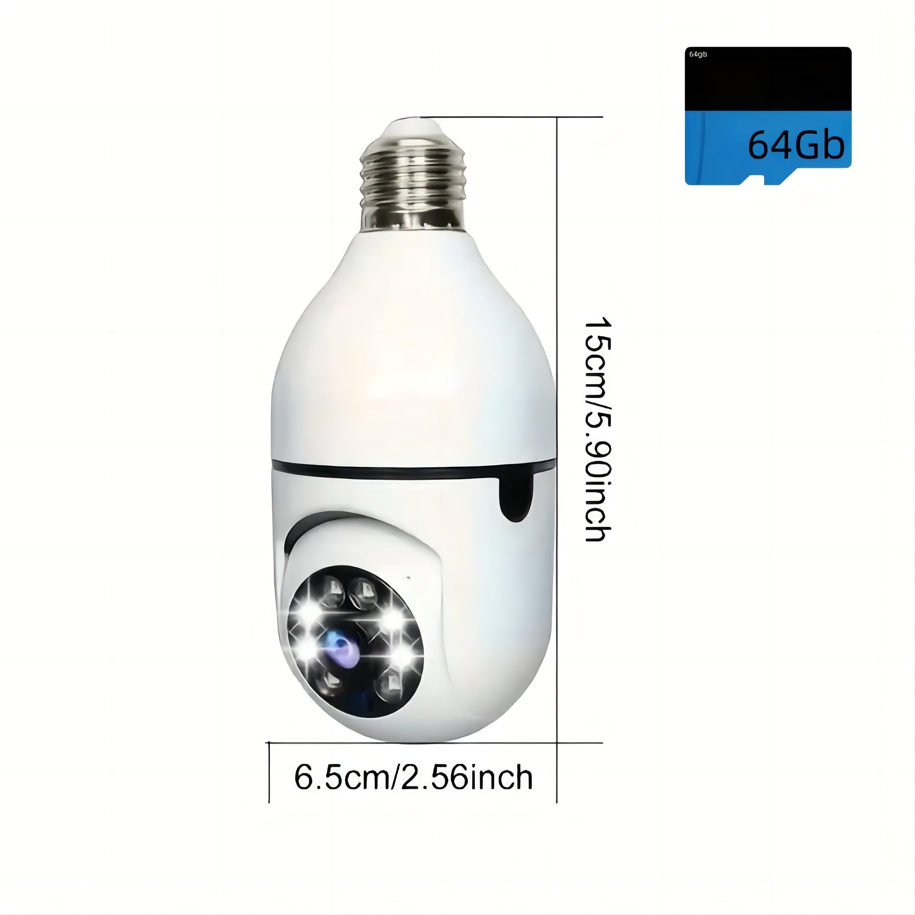 New HD 1080P 2.4Ghz Wifi E27 Light Bulb IP Camera Smart Home Security Video Surveillance Network PTZ Camera System Supprt Two Way Audio Mobile Motion Detection Audible And Visual Active Defense Alarm Notification Push Baby Mo