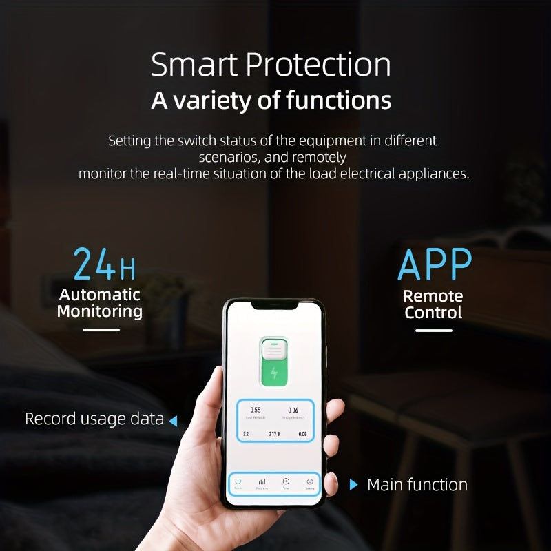 1pc, TUYA WiFi Smart Switch Breaker, Wireless Remote Control Remote Mobile Control, Metering Timer Countdown Smart Home, Tuya, Smart Life