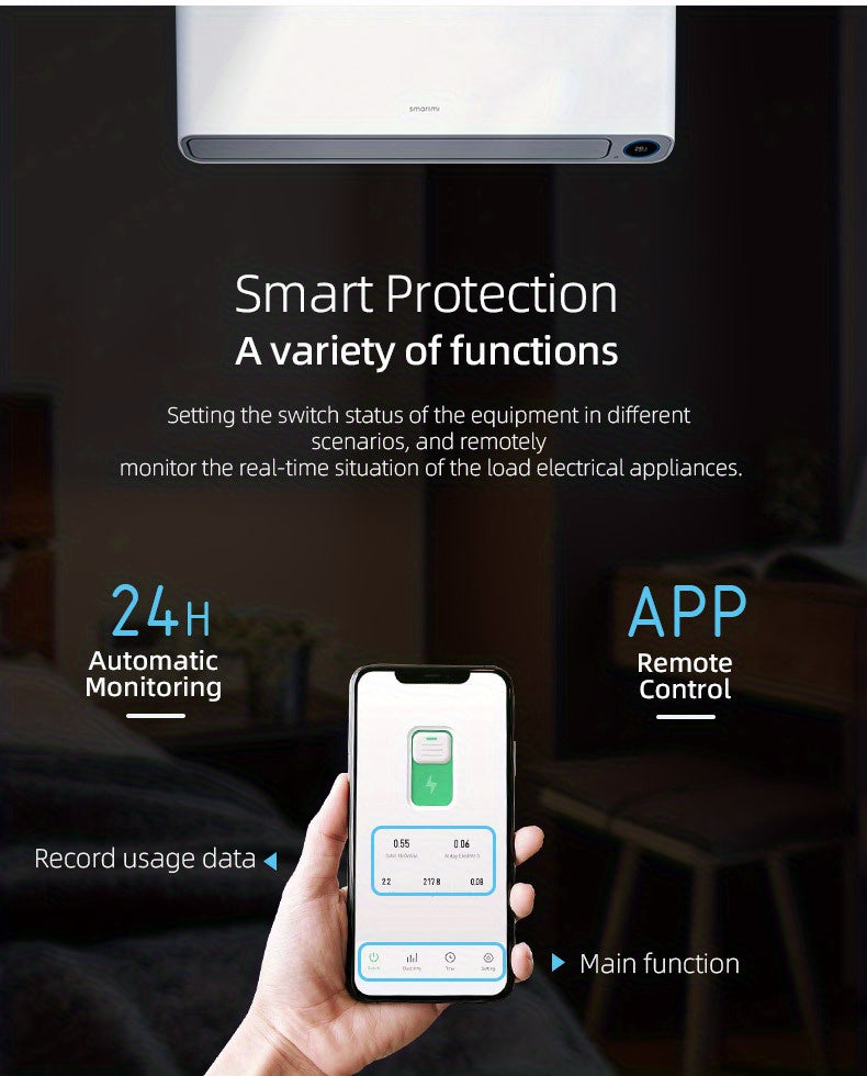 1pc, TUYA WiFi Smart Switch Breaker, Wireless Remote Control Remote Mobile Control, Metering Timer Countdown Smart Home, Tuya, Smart Life