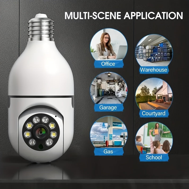 New HD 1080P 2.4Ghz Wifi E27 Light Bulb IP Camera Smart Home Security Video Surveillance Network PTZ Camera System Supprt Two Way Audio Mobile Motion Detection Audible And Visual Active Defense Alarm Notification Push Baby Mo
