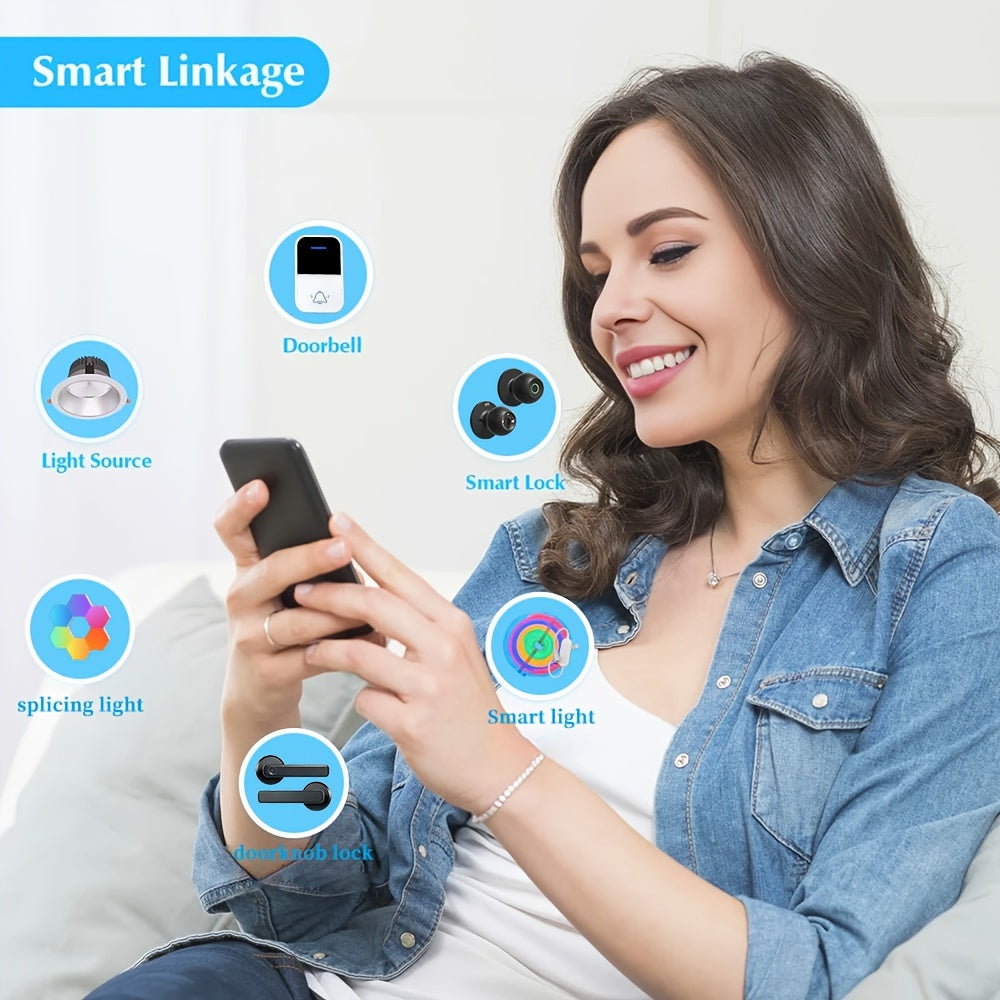 Manenvari Tuya Smart Door Lock BT Wireless Aluminum Alloy 36V Rechargeable Lithium Battery Fingerprint USB Charging Remote Control, Easy Installation Can Smart Home Compatible With Tuya Smart Lift APP For Room, Garage, Office