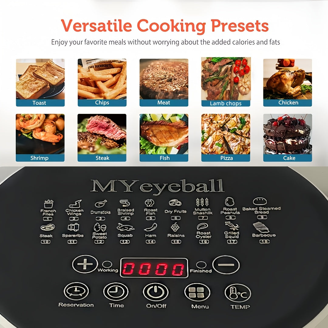 Air Fryer 6.5QT, Smart Home Visual Touch Screen Electric Fryer Oil-free Multifunctional Potato Chip Oven Crispy Skin, Baking, Reheating, Baking Fast and Easy To Eat White&black