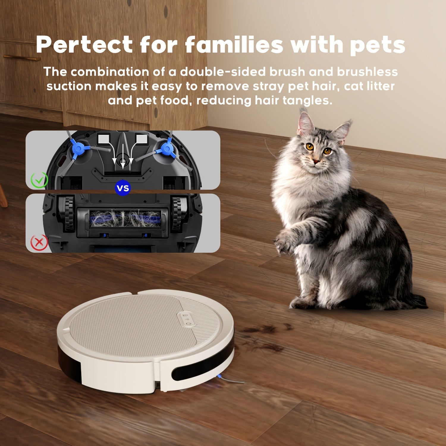 Robotic Vacuum Cleaner And Mop Combo, 5000PA Strong Suction, Multiple Cleaning Modes, 2in 1 Robot Vacuum Cleaner, APP/Remote/Alexa Voice Control, Automatic Self-Charging, Ideal for Pet Hair, Hard Floor And Low-Pile Carpet, Ro
