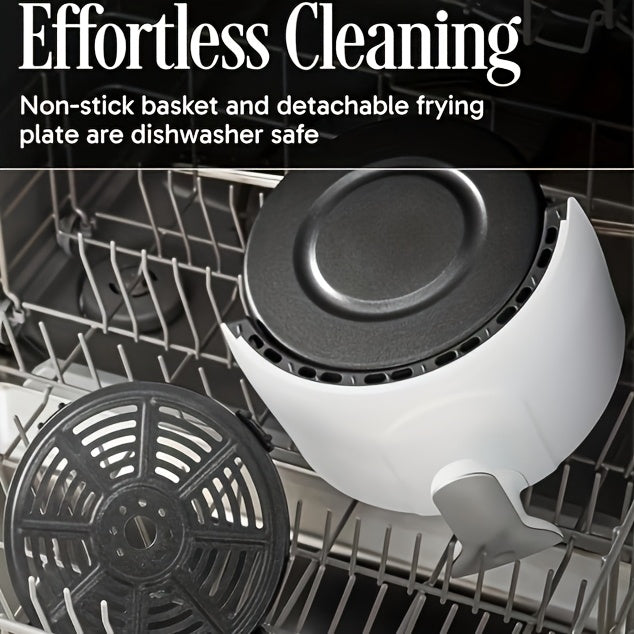 Air Fryer 6.5QT, Smart Home Visual Touch Screen Electric Fryer Oil-free Multifunctional Potato Chip Oven Crispy Skin, Baking, Reheating, Baking Fast and Easy To Eat White&black