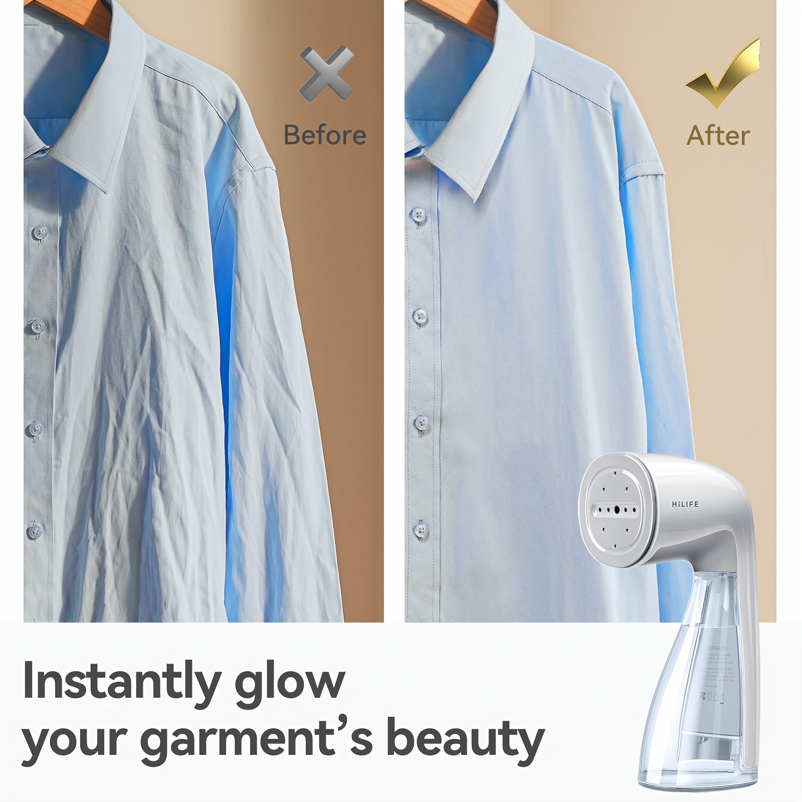 HiLIFE 2024 Steamer For Clothes, Smart Home, 1100W Clothes Steamer, Fast Wrinkle Removal With Large 300ml Tank, Ideal For All Fabrics, Easy To Use, Compact And Portable Travel Garment Steamer