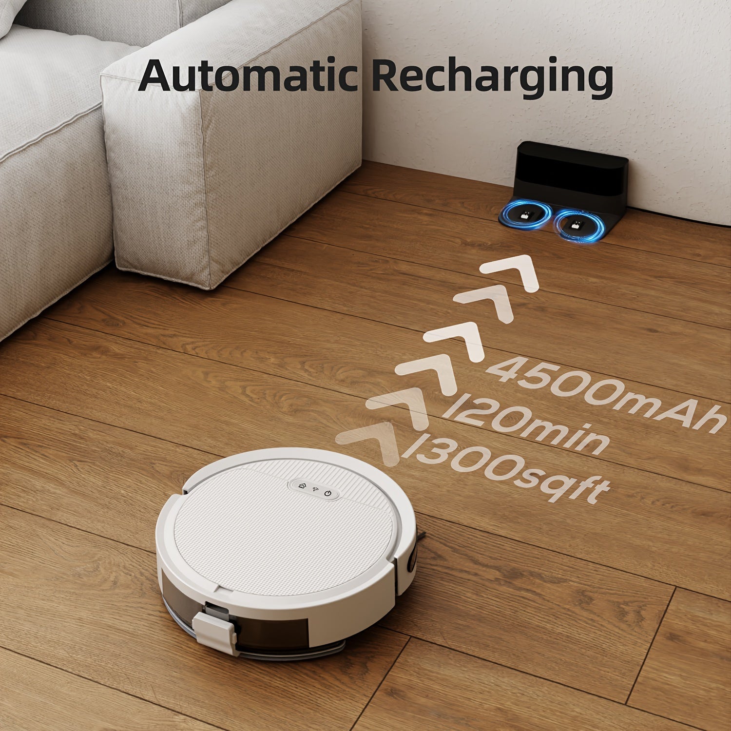 Robotic Vacuum Cleaner And Mop Combo, 5000PA Strong Suction, Multiple Cleaning Modes, 2in 1 Robot Vacuum Cleaner, APP/Remote/Alexa Voice Control, Automatic Self-Charging, Ideal for Pet Hair, Hard Floor And Low-Pile Carpet, Ro