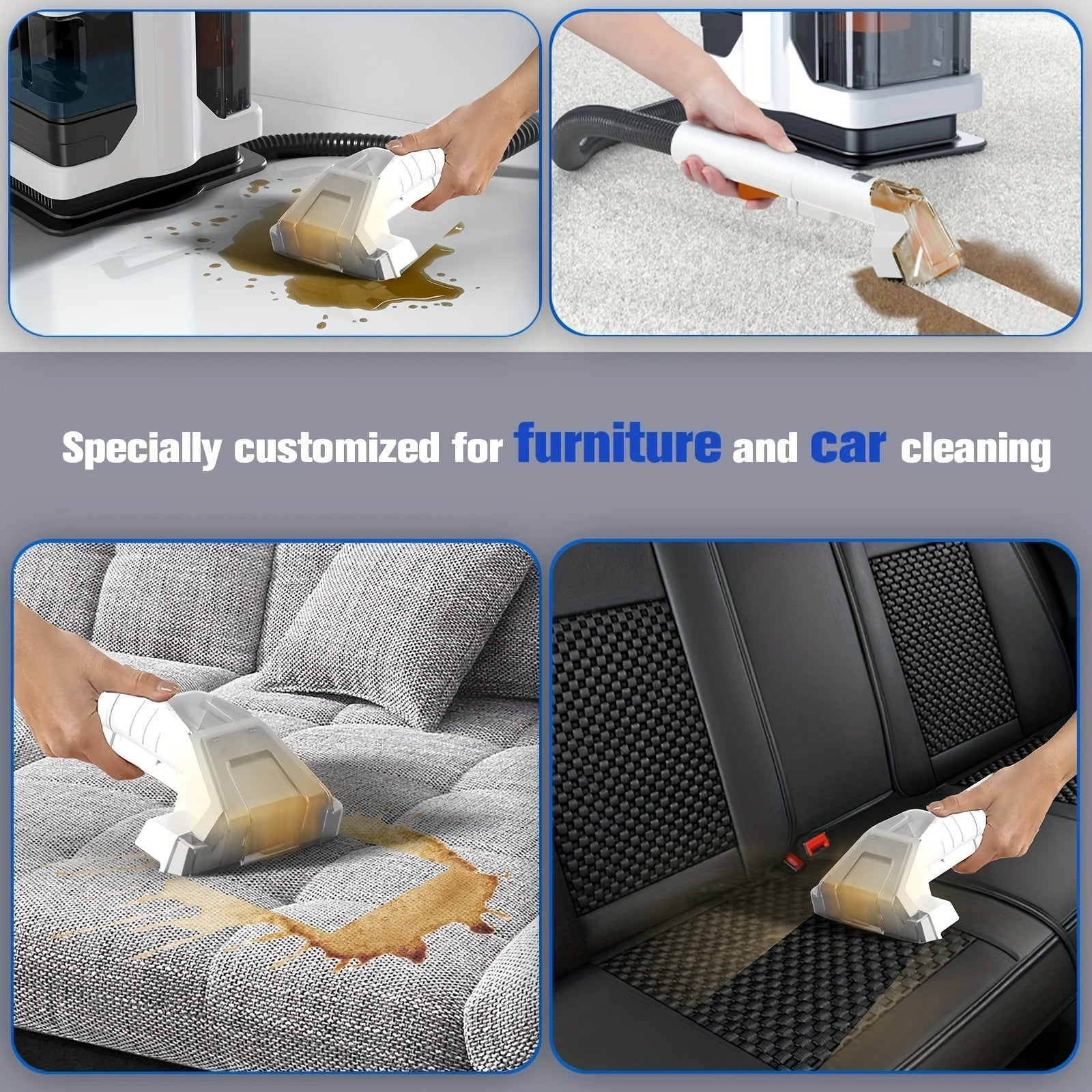 MAMNV Portable 450W Handheld Carpet Cleaner for Sofa Curtain Spray Suction Integrated Machine Clean Machine With 2 Cleaning Tools, Car and Auto Vaccum, Window or Bathroom Glass Cleaner, Powerful Suction with Versatile Tools,