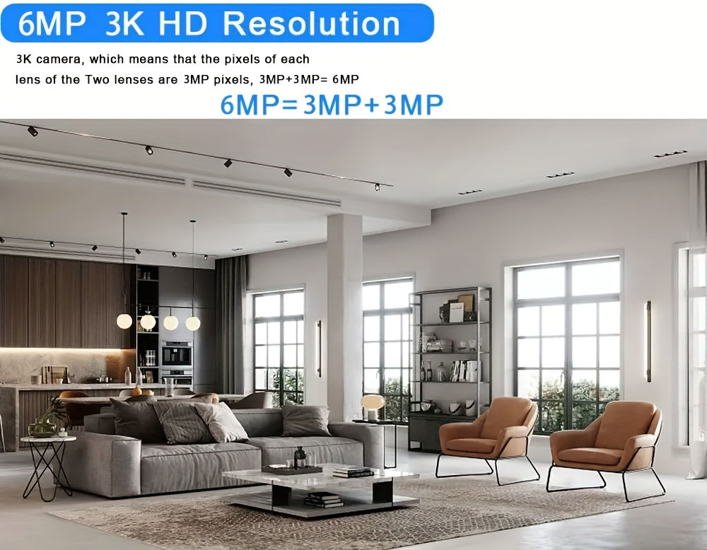 Overscam 6MP 10X Zoom Light Bulb Security WIFI Camera, Wireless Security Camera, Double Lens Mini 355° PTZ Panoramic Smart Home IP Camera, E27 Light Socket Camera 2.4g Full Color Night Vision, Baby Pet Monitor, Two Way Audio