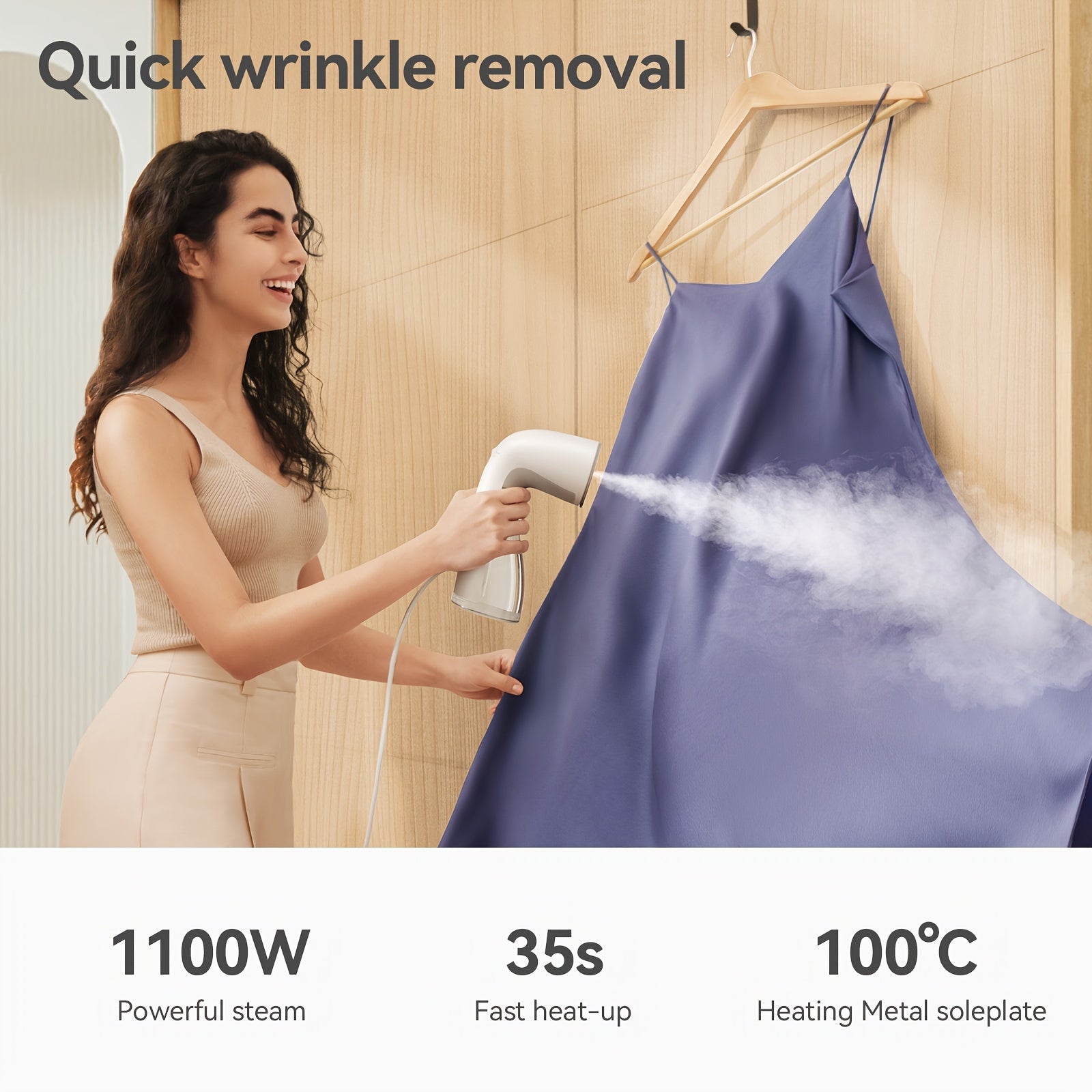 HiLIFE 2024 Steamer For Clothes, Smart Home, 1100W Clothes Steamer, Fast Wrinkle Removal With Large 300ml Tank, Ideal For All Fabrics, Easy To Use, Compact And Portable Travel Garment Steamer