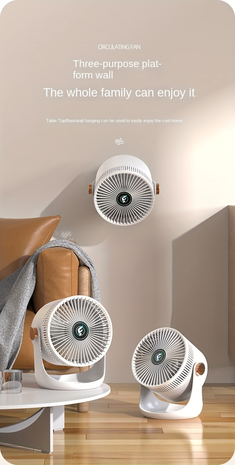 1pc, Smart Home Electric Fan, Charging Desktop Wall Mounted Wind Power Floor Fan, Dormitory Desktop Dual-purpose Air Circulation Fan
