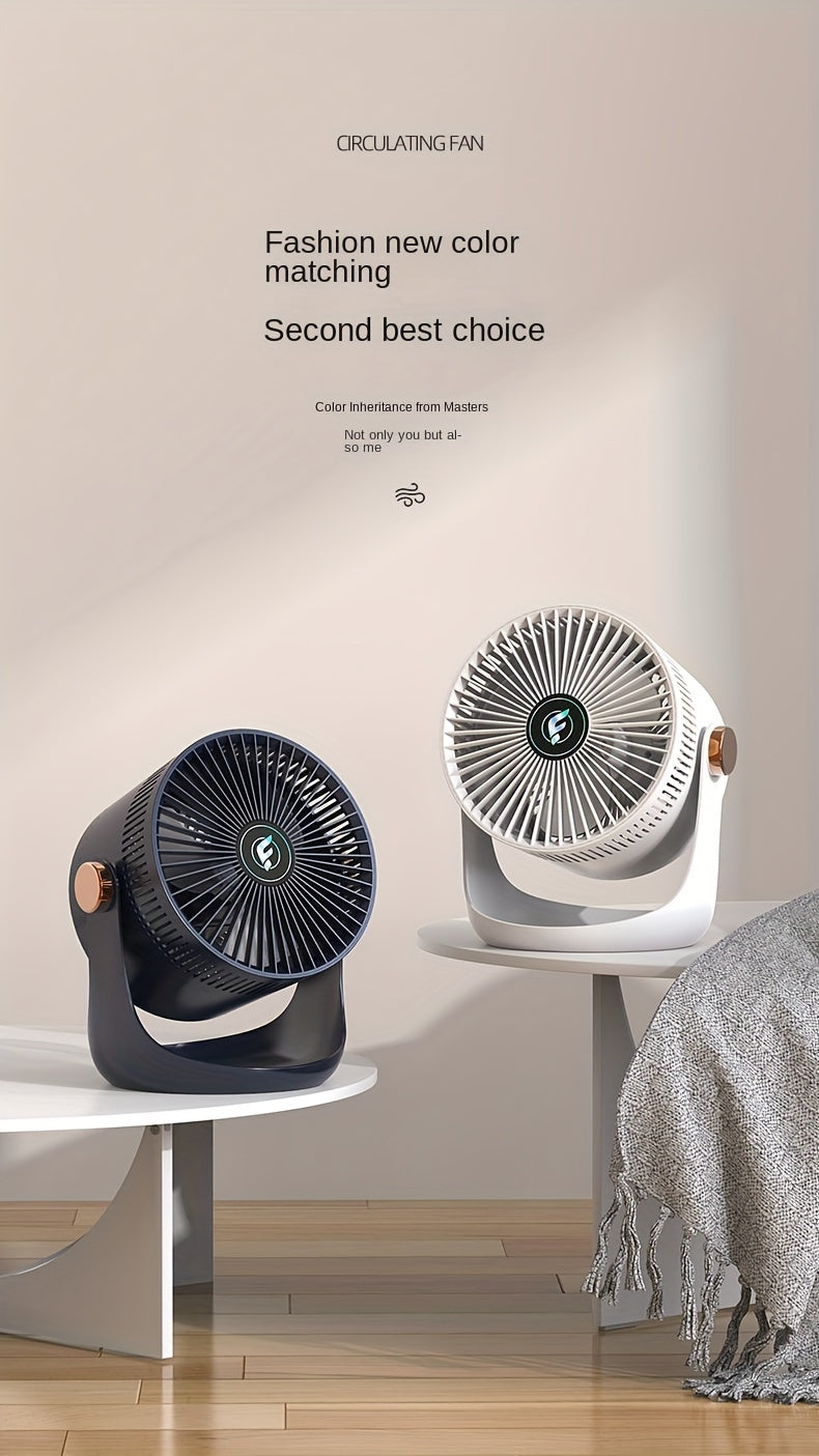 1pc, Smart Home Electric Fan, Charging Desktop Wall Mounted Wind Power Floor Fan, Dormitory Desktop Dual-purpose Air Circulation Fan