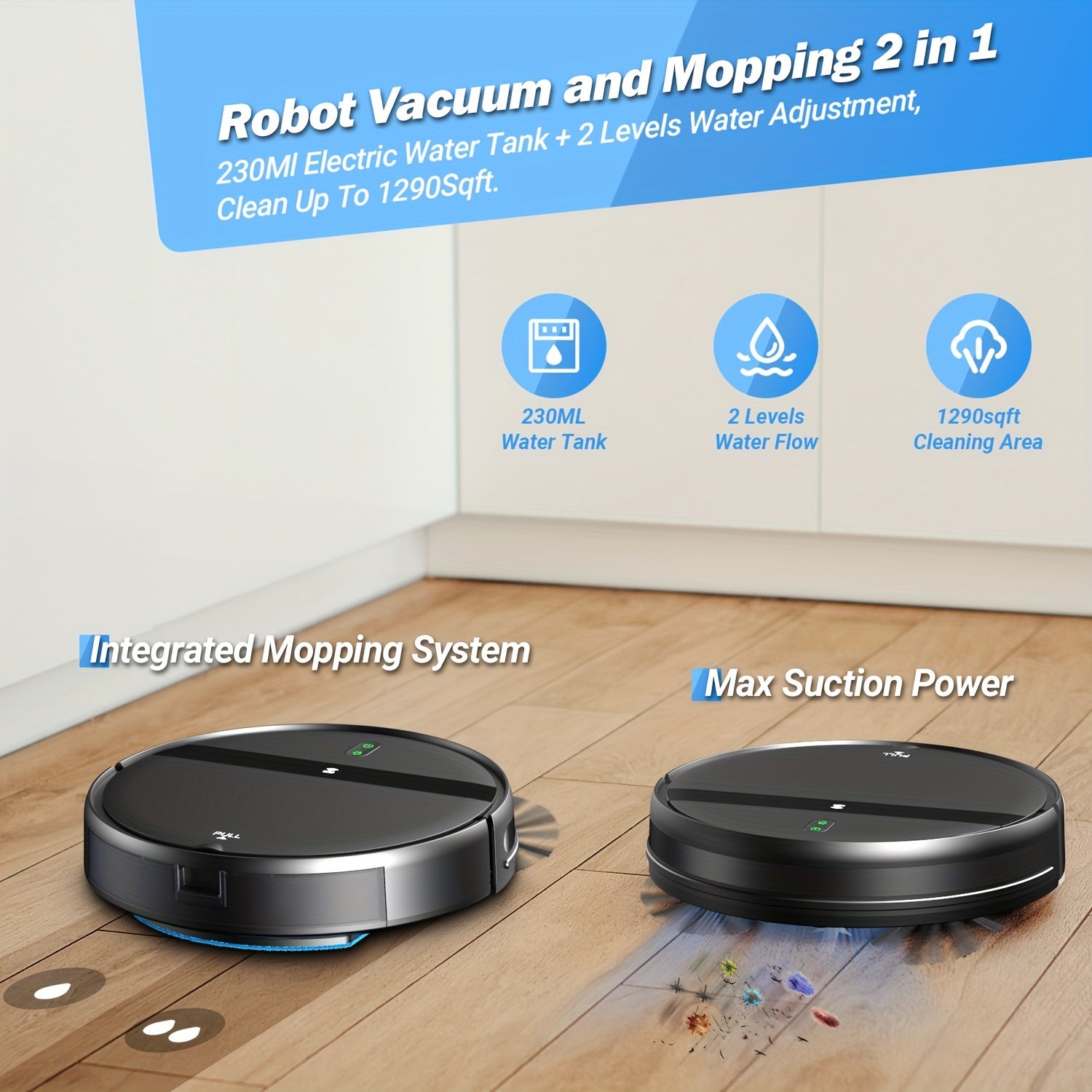 5200mAh Advanced Robot Vacuum Cleaner - Automatic Charging, Sweeping, Mopping, Smart Home Navigation, Quiet Operation, Pet Hair and Allergen Friendly, Easy Scheduled Cleaning