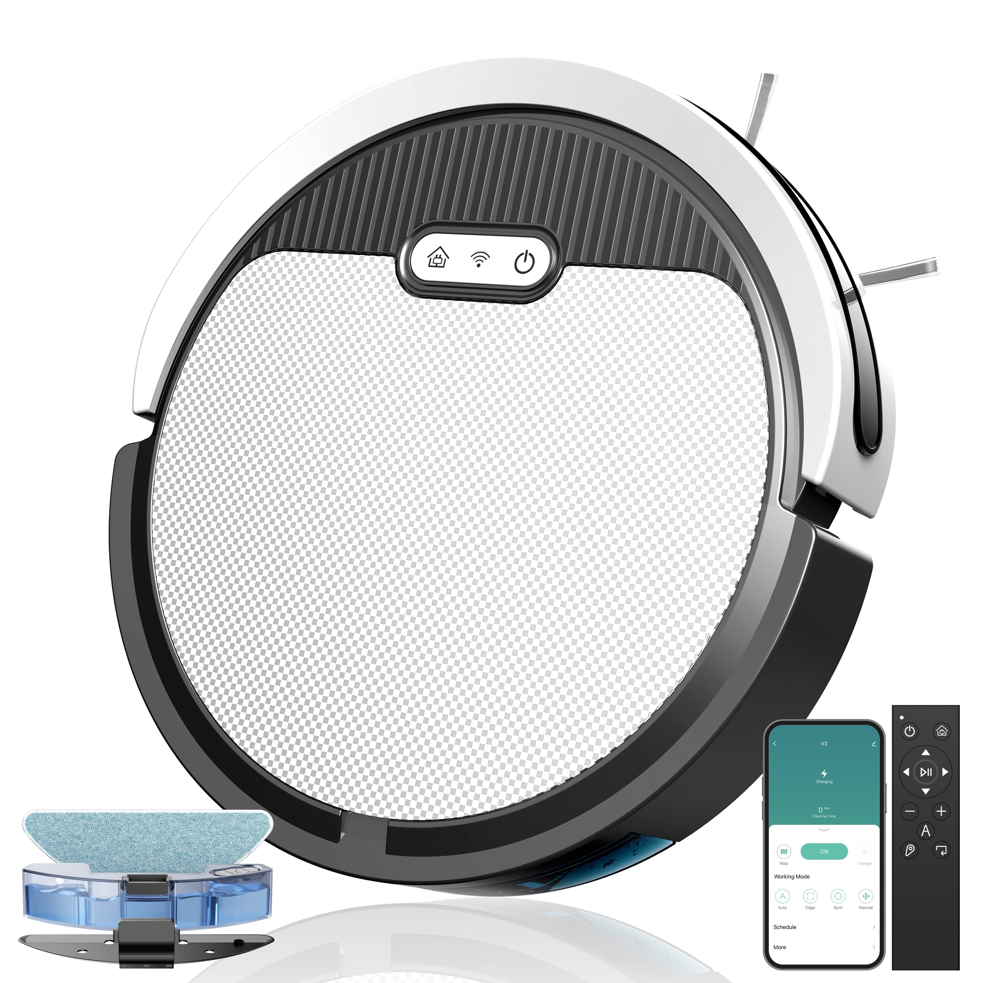 Robotic Vacuum Cleaner And Mop Combo, 5000PA Strong Suction, Multiple Cleaning Modes, 2in 1 Robot Vacuum Cleaner, APP/Remote/Alexa Voice Control, Automatic Self-Charging, Ideal for Pet Hair, Hard Floor And Low-Pile Carpet, Ro