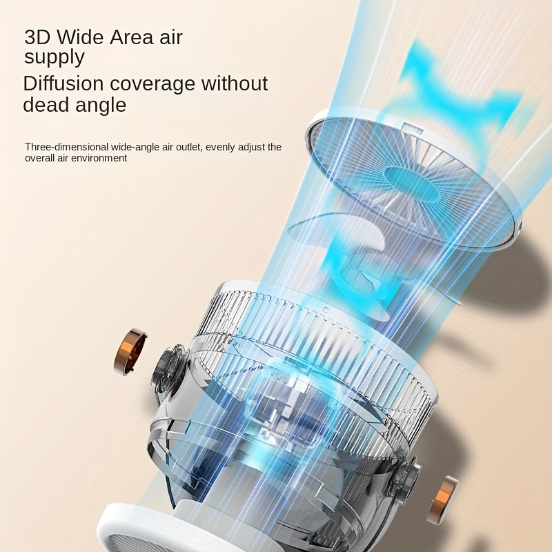 1pc, Smart Home Electric Fan, Charging Desktop Wall Mounted Wind Power Floor Fan, Dormitory Desktop Dual-purpose Air Circulation Fan