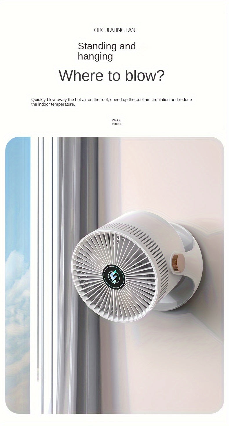 1pc, Smart Home Electric Fan, Charging Desktop Wall Mounted Wind Power Floor Fan, Dormitory Desktop Dual-purpose Air Circulation Fan