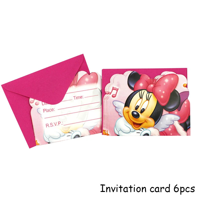Disney Minnie Mouse Theme Birthday Party Shower Paper Disposable Tableware for girl favor DIY balloon Paper Cup Cake Plate Decor