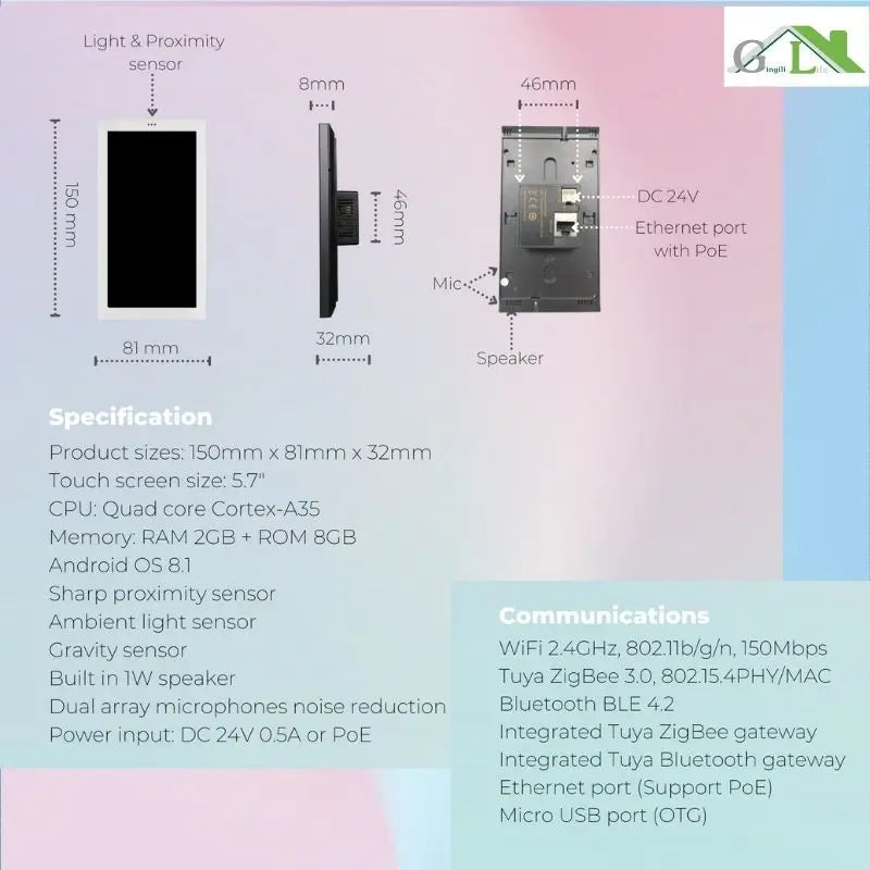 Smart Home Panel 5.7' Touch Screen Android Control Smart Switch Changeover Switch Third Party System for Home Automation