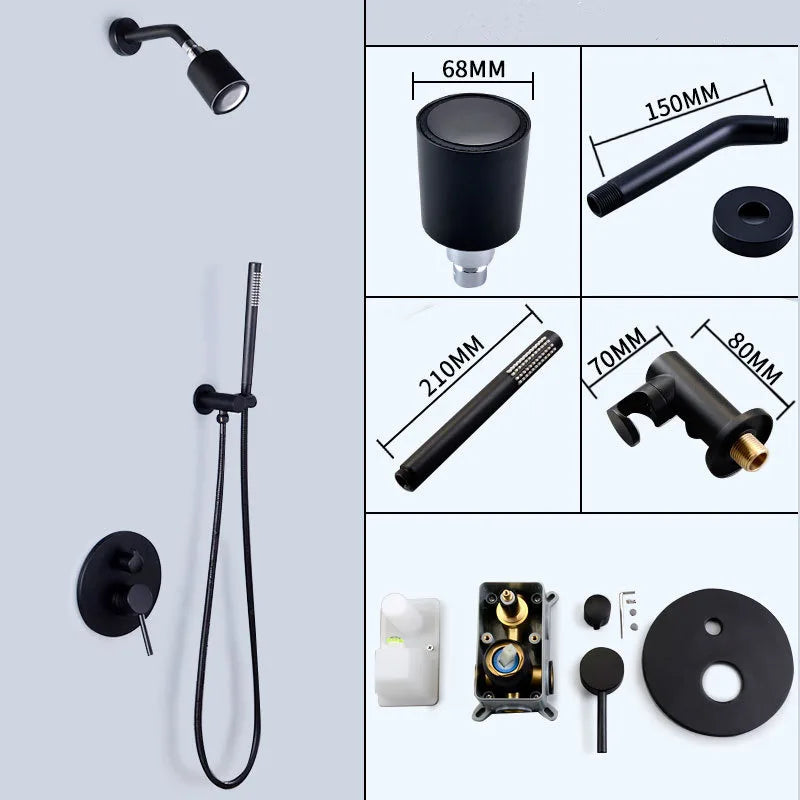 Bathroom Shower Set In Wall Brushed Gold Rainfall Shower Mixer, Cold & Hot Brass Bath and Shower Mixer Tap Brass Bathroom Faucet