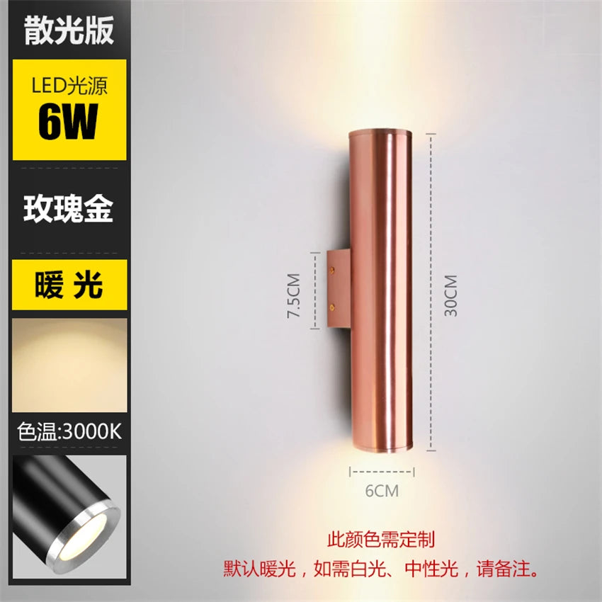 Nordic living room rose gold wall lamps luxury bedroom corridor bedside lamp bathroom mirror headlights sconces lights lighting