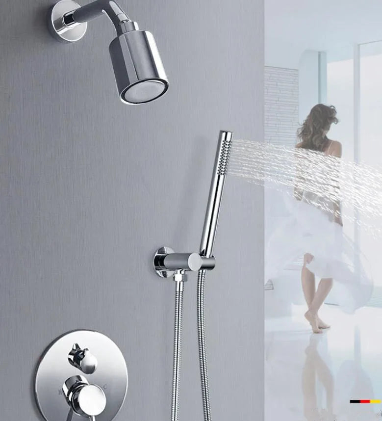 Bathroom Shower Set In Wall Brushed Gold Rainfall Shower Mixer, Cold & Hot Brass Bath and Shower Mixer Tap Brass Bathroom Faucet
