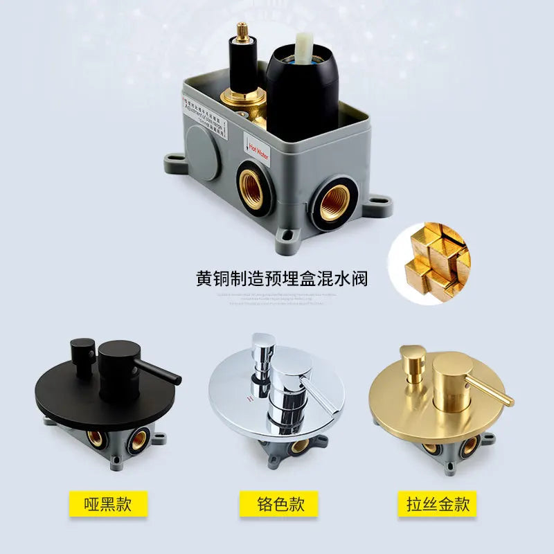 Bathroom Shower Set In Wall Brushed Gold Rainfall Shower Mixer, Cold & Hot Brass Bath and Shower Mixer Tap Brass Bathroom Faucet