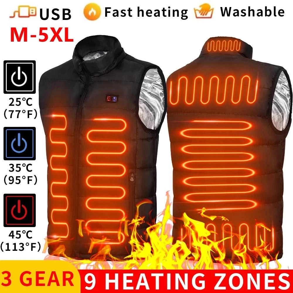 Heated Motorcycle Rider Vest Zones Electric Heated Jackets Men Women Sportswear Heated Coat Graphene Heat Coat USB Heating Jacke