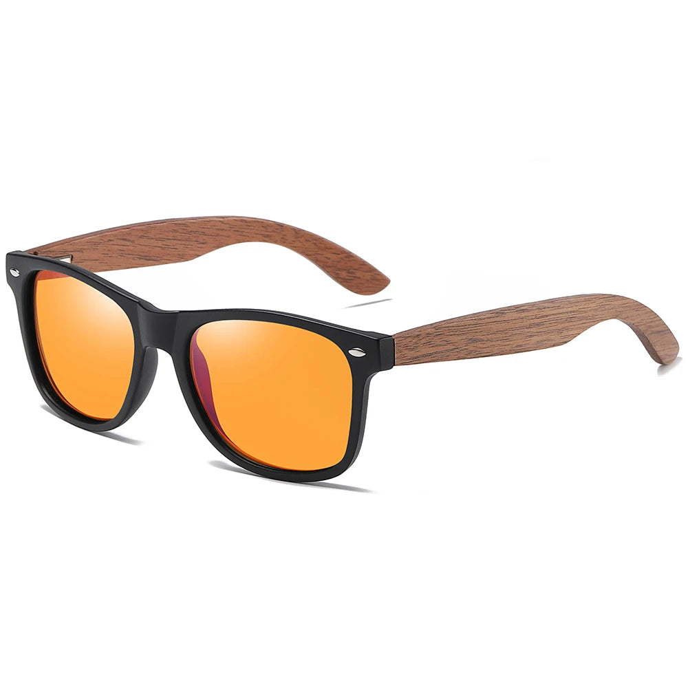 GM Environment-Friendly Retro Walnut Wood Sunglasses UV400 Polarized Bamboo Sunglasses Men's Fashion