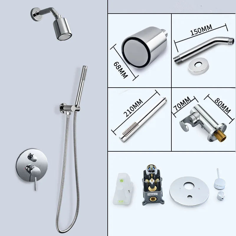 Bathroom Shower Set In Wall Brushed Gold Rainfall Shower Mixer, Cold & Hot Brass Bath and Shower Mixer Tap Brass Bathroom Faucet