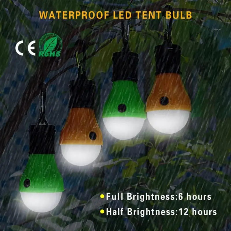 Portable Camping Light Mini LED Bulb Emergency Lamp 3 Lighting Modes Outdoor Night Work Lights Tent Hanging Lamp with Hooks