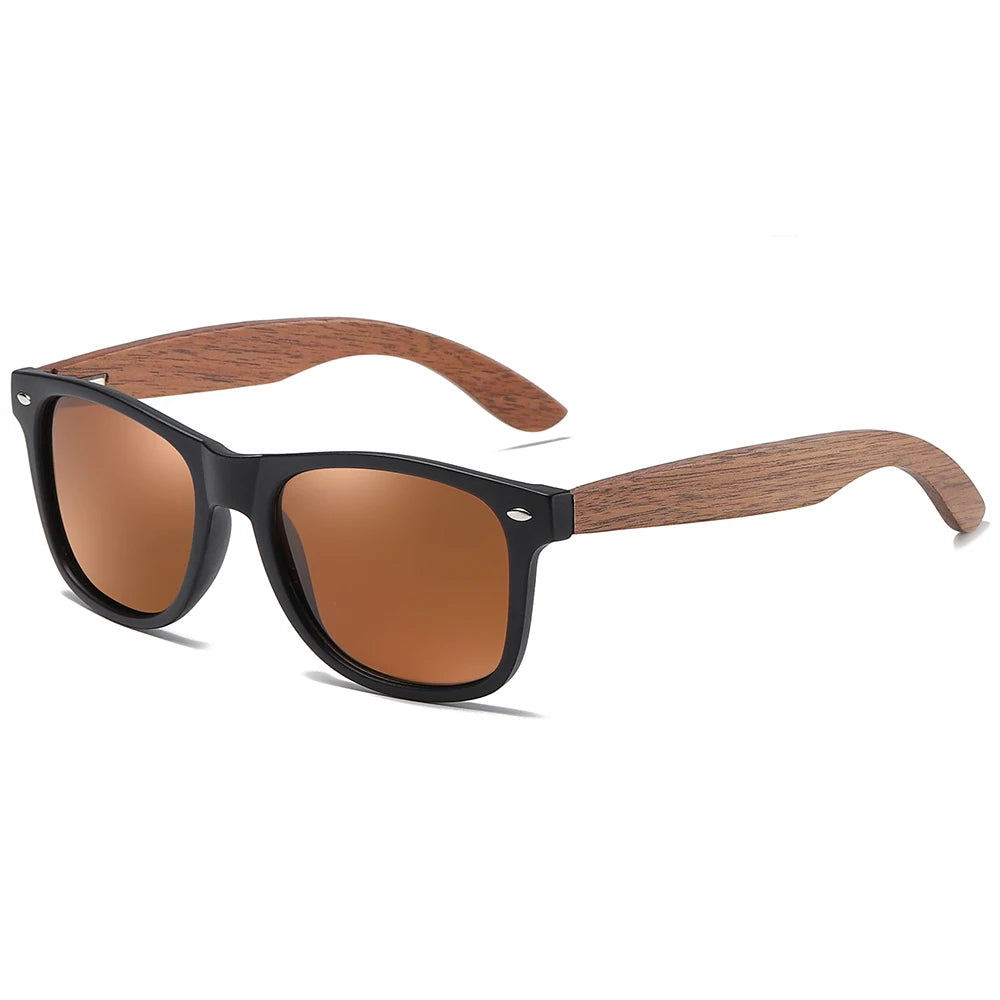 GM Environment-Friendly Retro Walnut Wood Sunglasses UV400 Polarized Bamboo Sunglasses Men's Fashion
