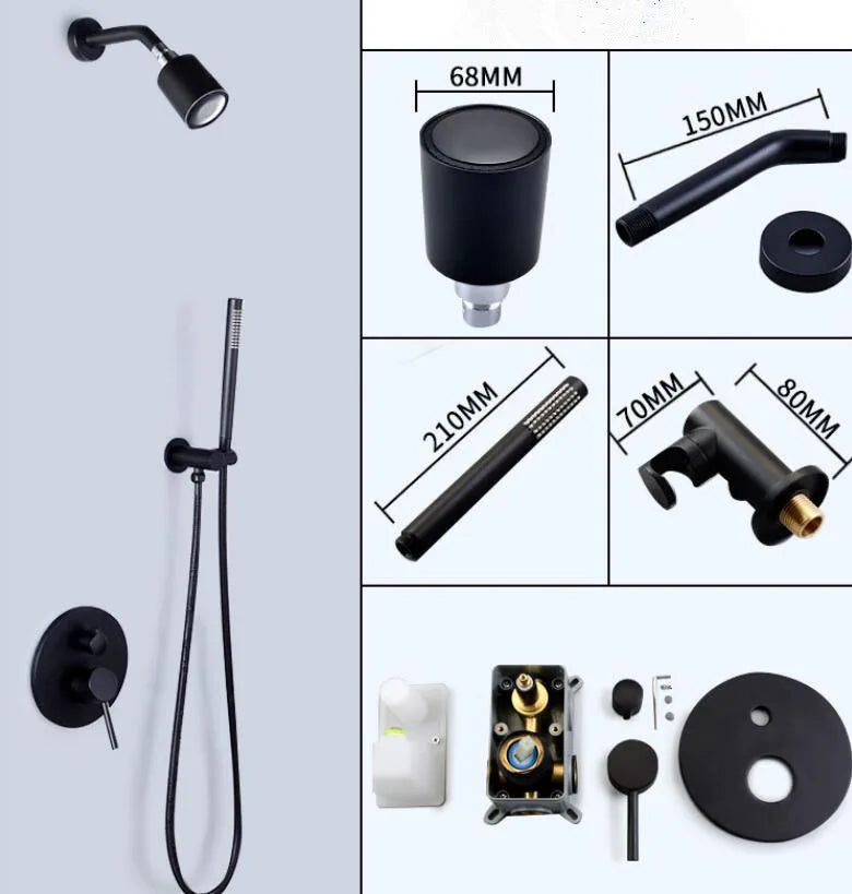 Bathroom Shower Set In Wall Brushed Gold Rainfall Shower Mixer, Cold & Hot Brass Bath and Shower Mixer Tap Brass Bathroom Faucet