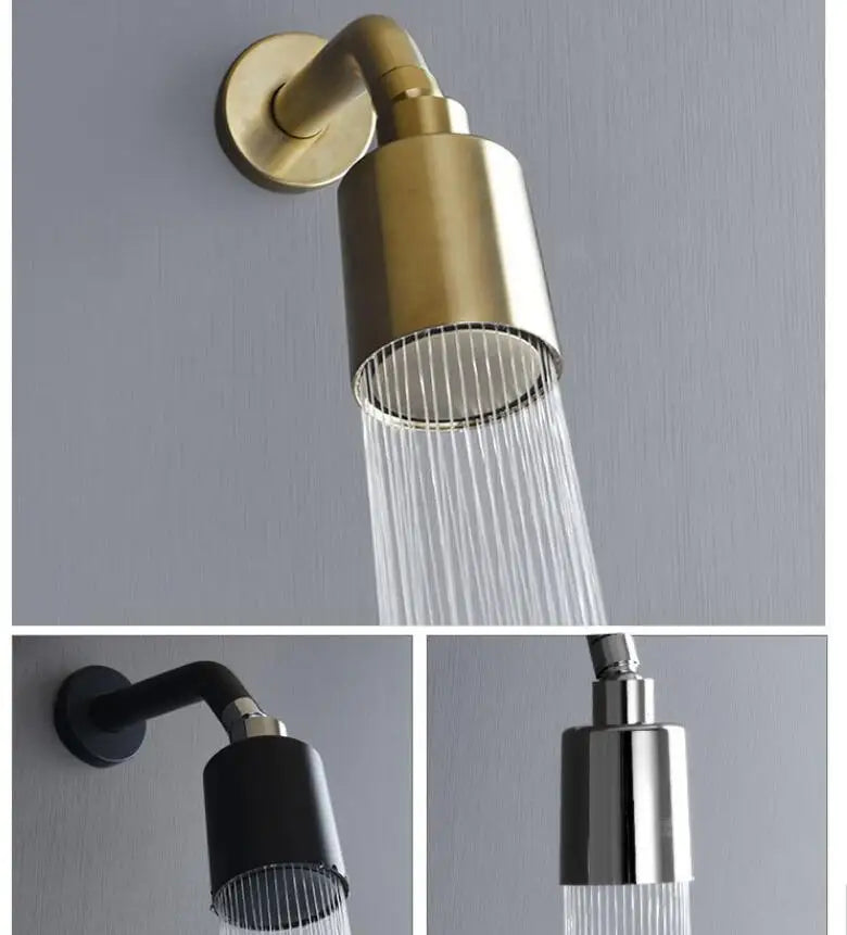 Bathroom Shower Set In Wall Brushed Gold Rainfall Shower Mixer, Cold & Hot Brass Bath and Shower Mixer Tap Brass Bathroom Faucet