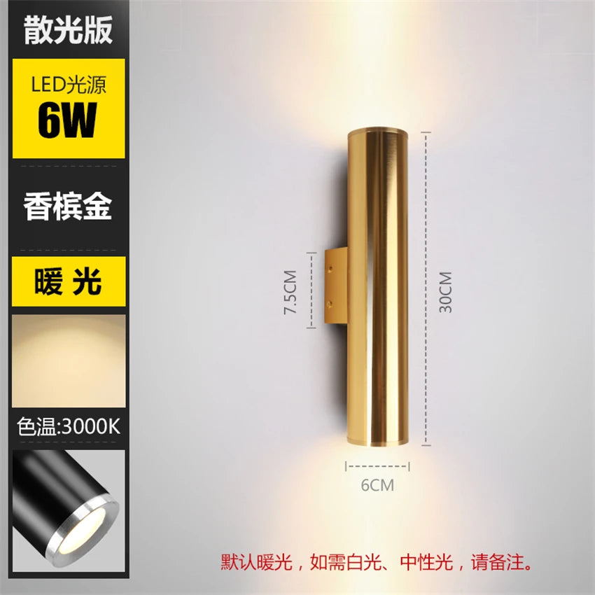 Nordic living room rose gold wall lamps luxury bedroom corridor bedside lamp bathroom mirror headlights sconces lights lighting