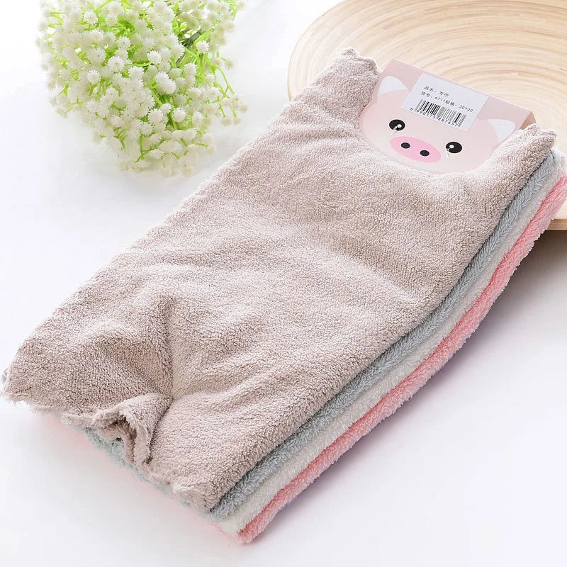 25*25cm Coral Velvet Quick Drying Microfiber Towels Cleaning Wipes Face Towels Square Washcloth Hand Towel Soft Water Absorption
