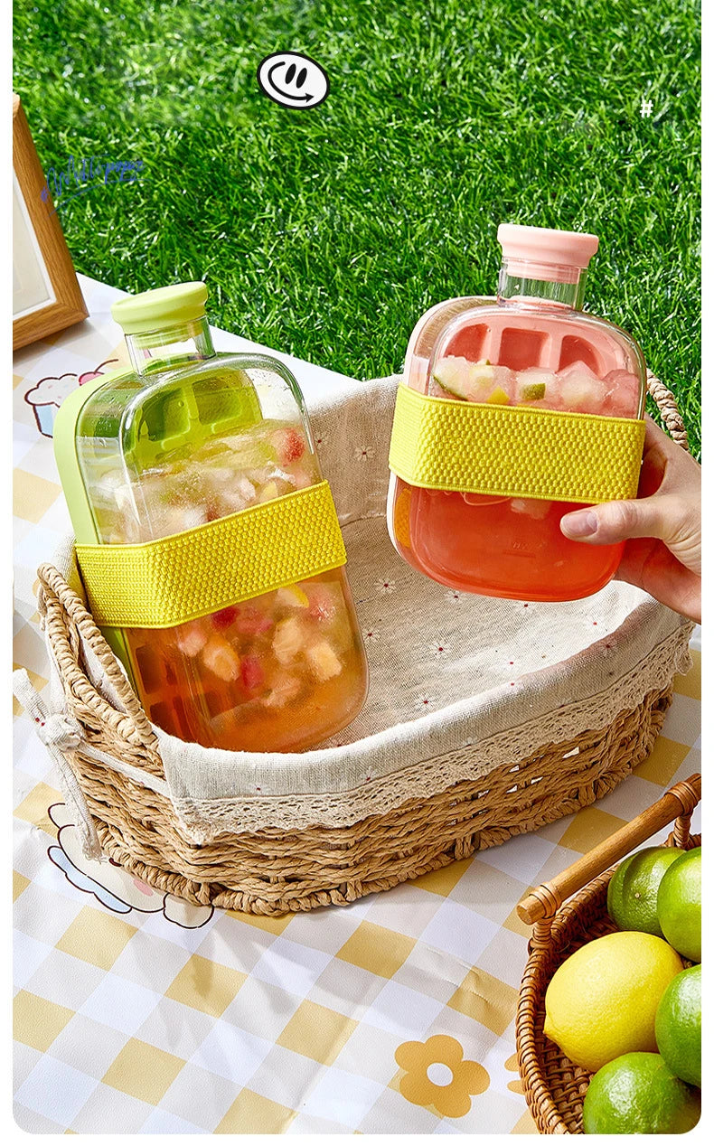 Portable Ice making Mold Ice Cube Tray With Lid and Straw Drinking Cup Silicone Freezer Ice Zero-contact Pressure Ice Cube Mold