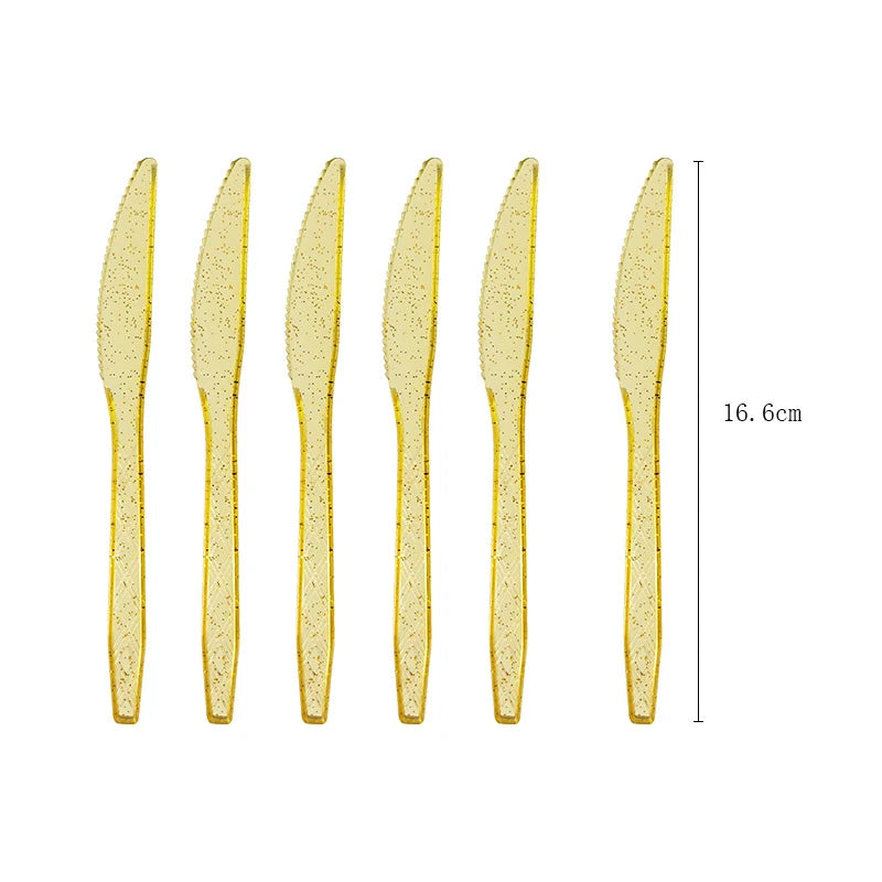 Transparent gold powder colored tableware Theme Birthday Decorations Party Disposable Tableware Paper Napkins Cups Plates