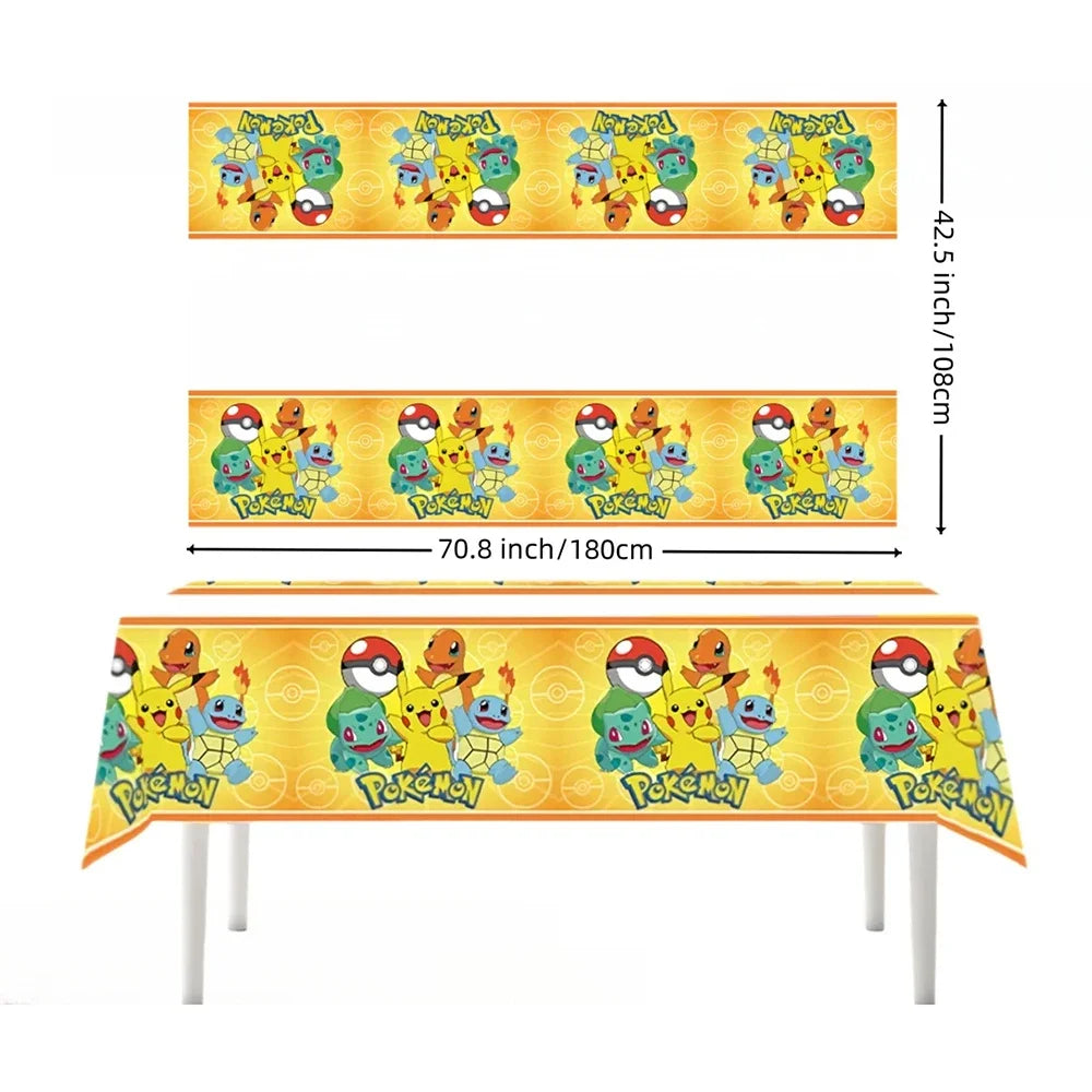 Pokemon Birthday Party Decoration Pikachu Tableware Set Tablecloth Cup Plate Napkin Balloons for Kids Party Supplies Baby Shower