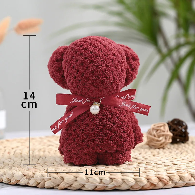 5pcs Little Bear Towels Wedding Companion Gifts Happy Gifts Happy Shop Small Square Towels Coral Velvet Towels