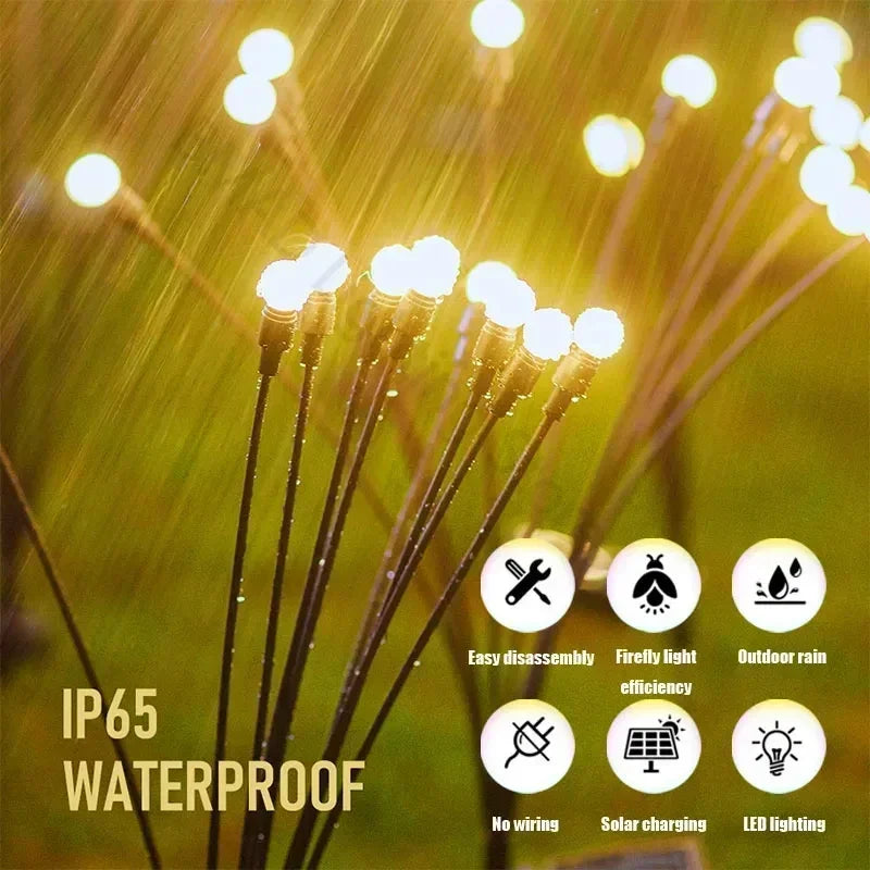 Solar Firefly Lights 6/8/10 LEDs Waterproof Garden Lamp, Firework Landscape Lighting for Christmas, Holiday Outdoor Yard Decor