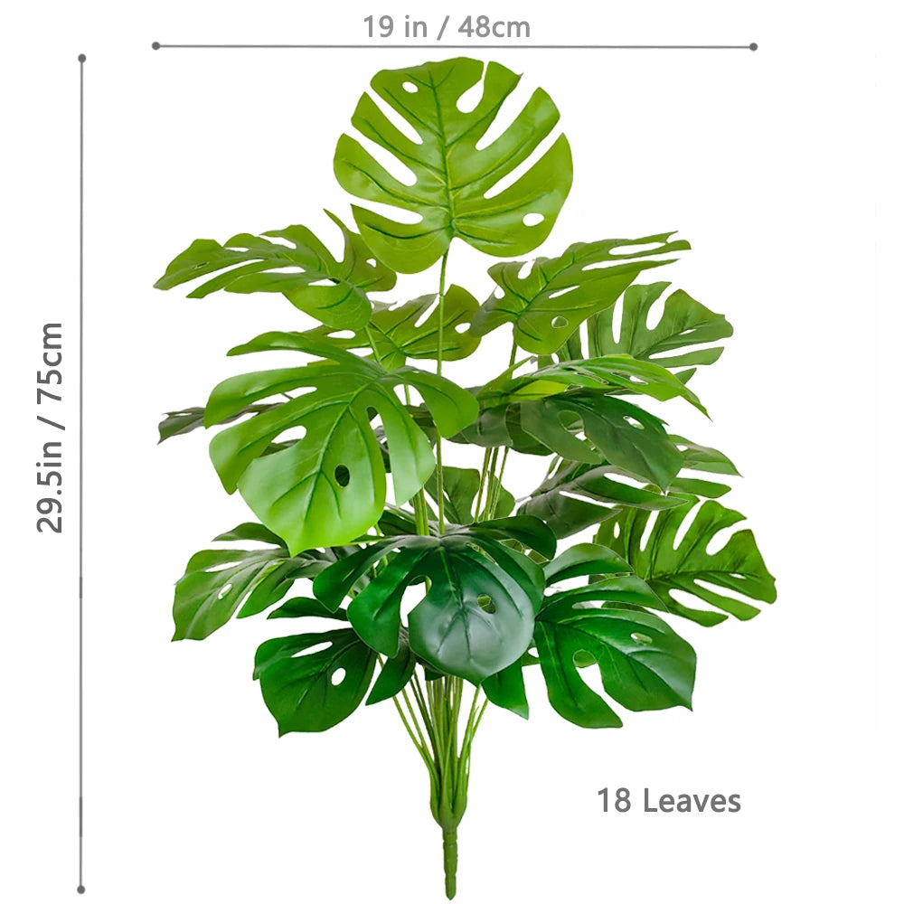 40-103cm /40.5in Artificial Monstera Plants Fake Palm Tree Plastic Turtle Leaves Green Tall Plants For Home Garden Room Decor
