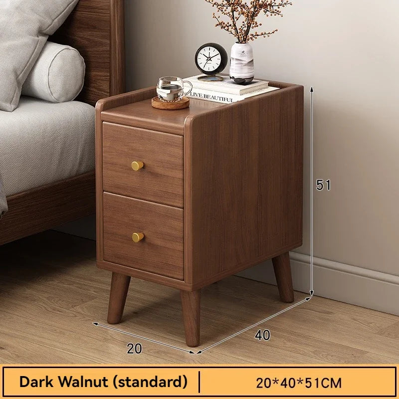 Bedside cabinet, household small bedroom storage, narrow cabinet, mini storage shelf, solid wood color, multi-purpose storage