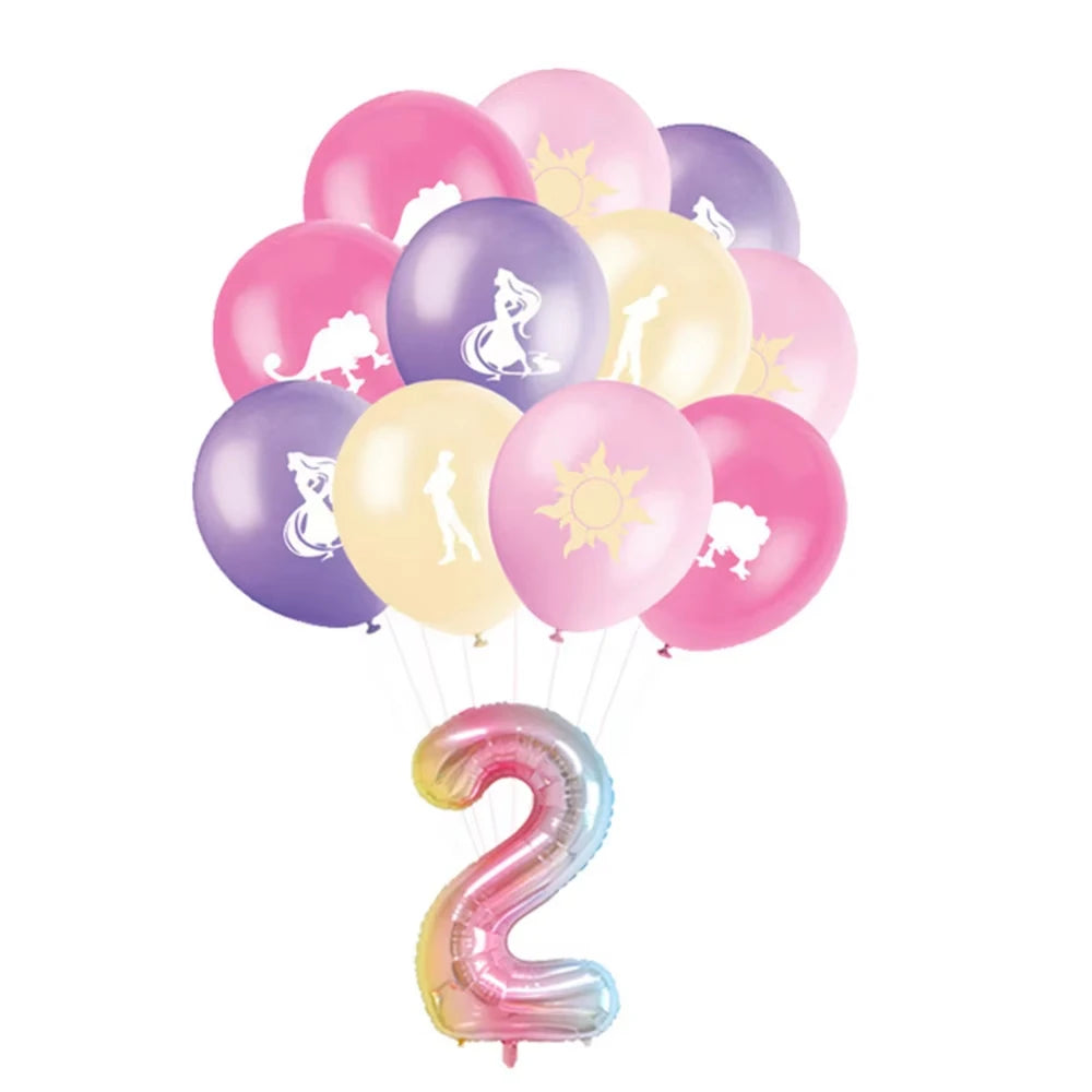 Disney Tangled Rapunzel Princess Party Decorations Disposable Paper Cup Plate Banner Balloons for Girls Birthday Party Supplies