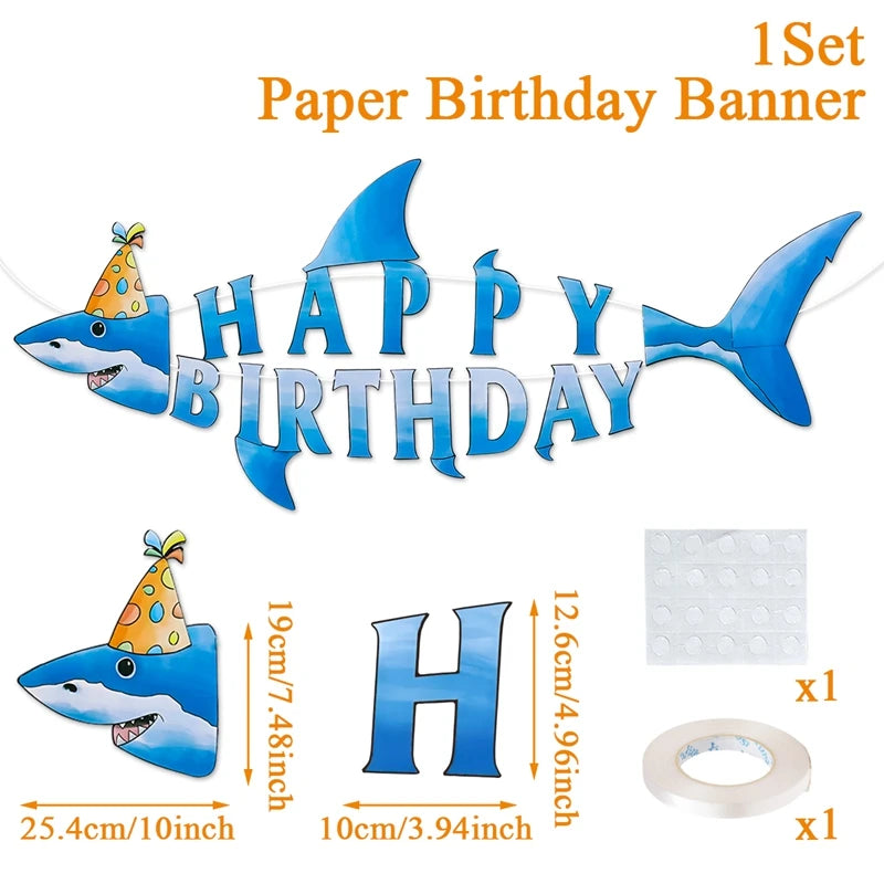 Shark Party Disposable Tableware Set Plates Cups Ocean Shark Birthday Party Decor Kids Boy Baby Shower Party Decor Supplies