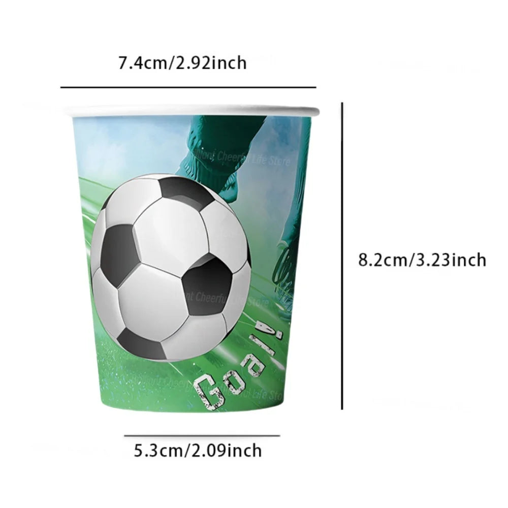 Soccer ball Theme Disposable Tableware Set - Football Party 9oz Paper Cup For Sports Birthday Party Favors Decoration Supplies