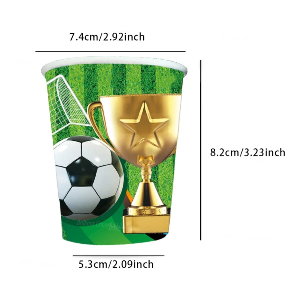 Soccer ball Theme Disposable Tableware Set - Football Party 9oz Paper Cup For Sports Birthday Party Favors Decoration Supplies