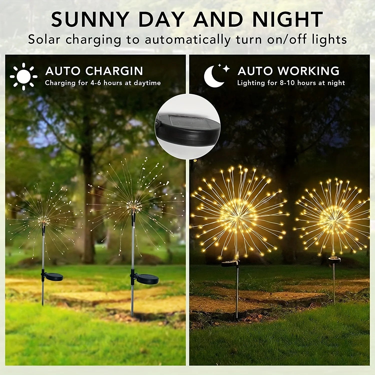 1 Pack Solar Firework Light Outdoor, Waterproof Solar Garden Flower Lights
