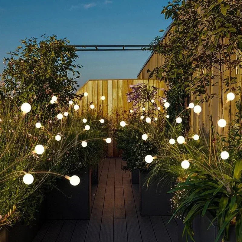 6/8/10 LEDs Outdoor Summer Garden Solar Firefly Lanw Lamp Courtyard Corridor Holiday Atmosphere Decor Landscape Ground Lights