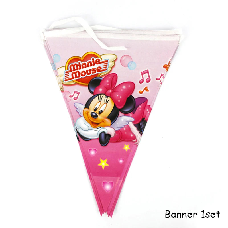 Disney Minnie Mouse Theme Birthday Party Shower Paper Disposable Tableware for girl favor DIY balloon Paper Cup Cake Plate Decor