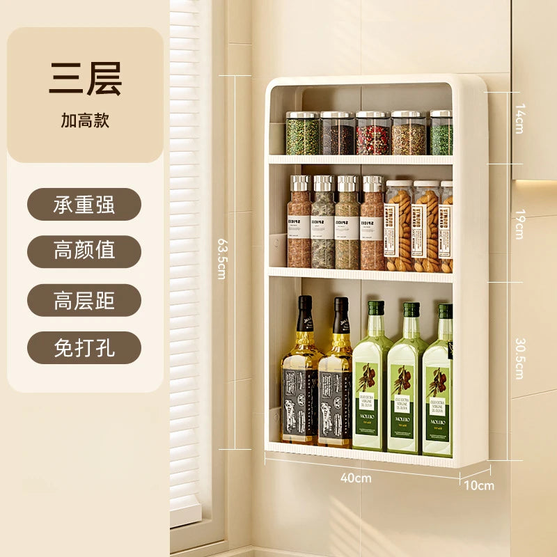 Kitchen Bathroom Wall Shelf Multi-layer Cupboard Seasoning Home Storage Rack Organizer Accessories Freestanding Space Saver